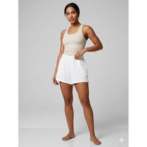 Fabletics White Sweat Shorts size XL Lounge Athletic High Rise Soft Cozy EUC